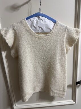 dylan Cream Short Flutter Sleeve Sweater